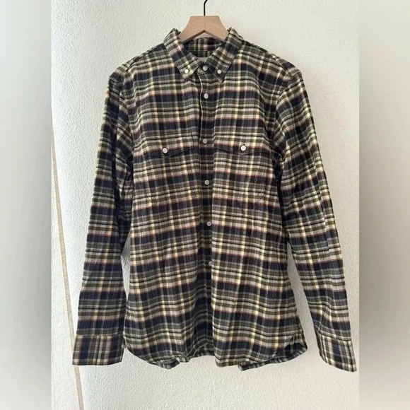 EVERLANE Men's Plaid Flannel Button Down Shirt Long Sleeve Beechwood Size L - Picture 4 of 13